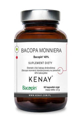 Kenay Bacopa Monnieri Bacopin 40% supplement bottle with 60 capsules for memory and cognitive support.